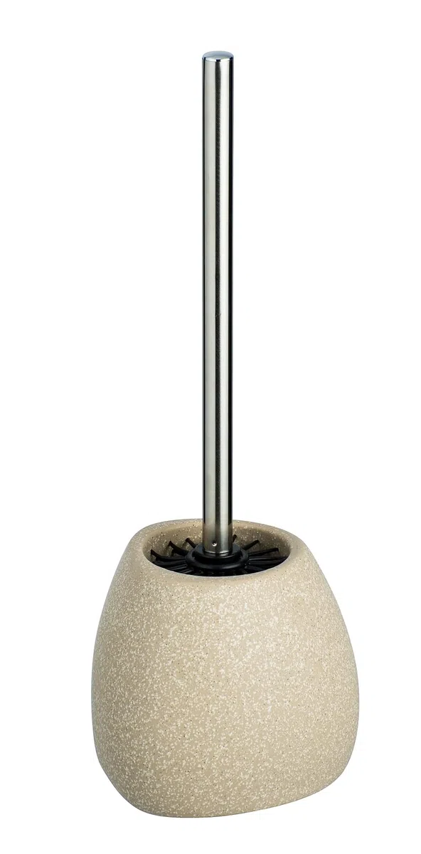 WENKO Keramik WC-Garnitur Mod. Pion hygienische Silikonbürste selbstreinigend in dreieckiger Form für Bad und Gäste-WC Maße 12,5 x 38,5 x 12 cm Farbe beige