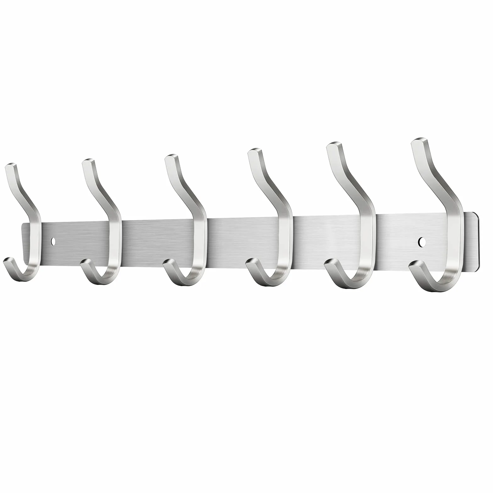 Garderobenhaken Edelstahl, Hakenleiste Kleiderhaken Wand mit 6 Haken, Garderobe Garderobenleiste Wandgarderobe für Schlafzimmer Bad Küche (Silber, 6 Haken)
