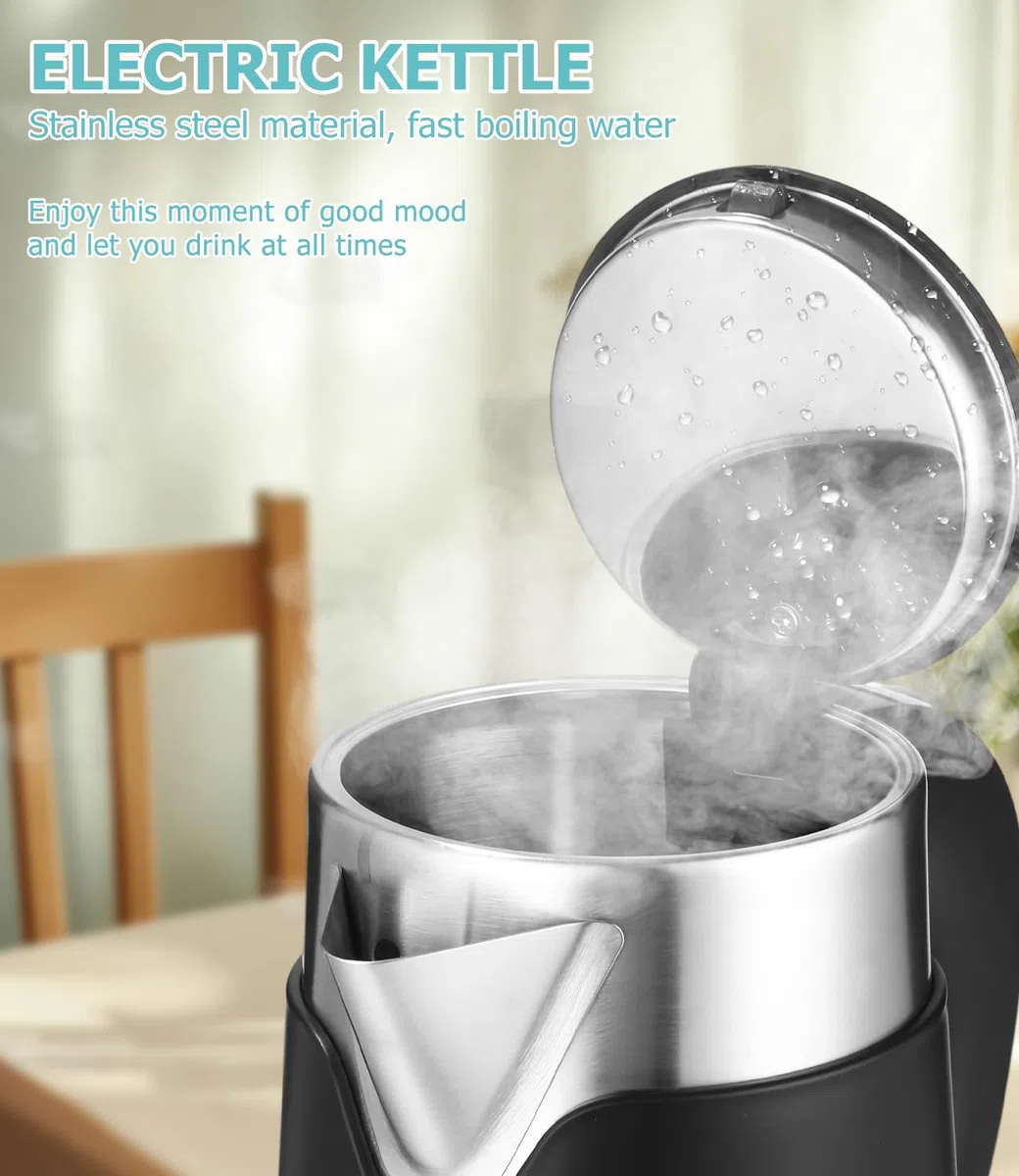 Reisewasserkocher 800ML Mini Camping Wasserkocher mit 800W Edelstahl Wasserkocher Klein ﻿für Reisen Camping Wohnwagen oder Unterwegs Schnelle Boil Teekanne für Reisen Kochen Kaffee Tee