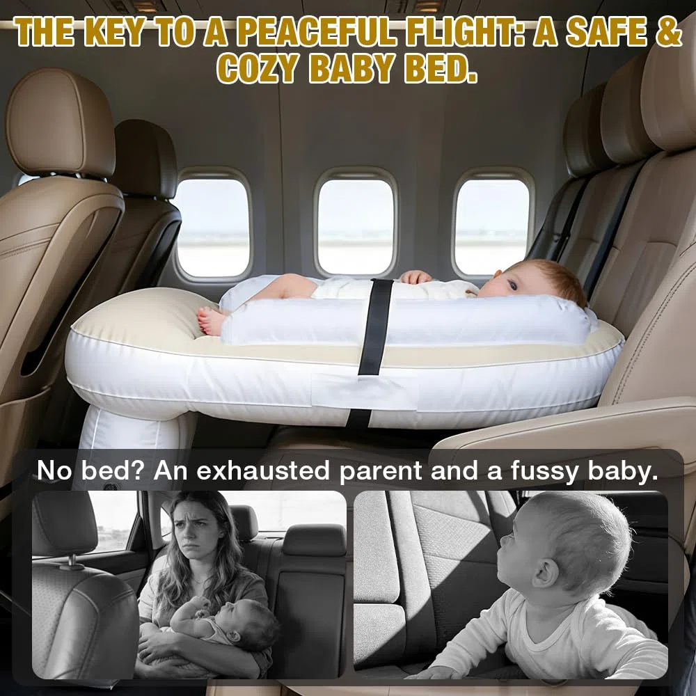 Aufblasbares Flugzeugbett für Kleinkindreisen, Flugzeugbett für Kleinkinder, Flugzeug Sitzverlängerung Kinder Schlafen, Reisebett Baby Leicht Faltbar für Sitz des Fluges Autos Zugs