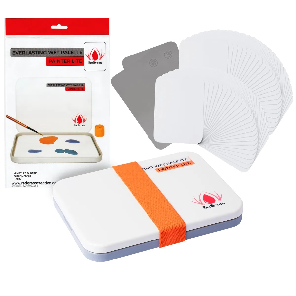 Redgrassgames Everalstung Nasspalette Painter Lite, 50 Blatt/2 x Schaumstoff - Die Original Nasspalette für Miniaturmalerei, von professionellen Malern empfohlen