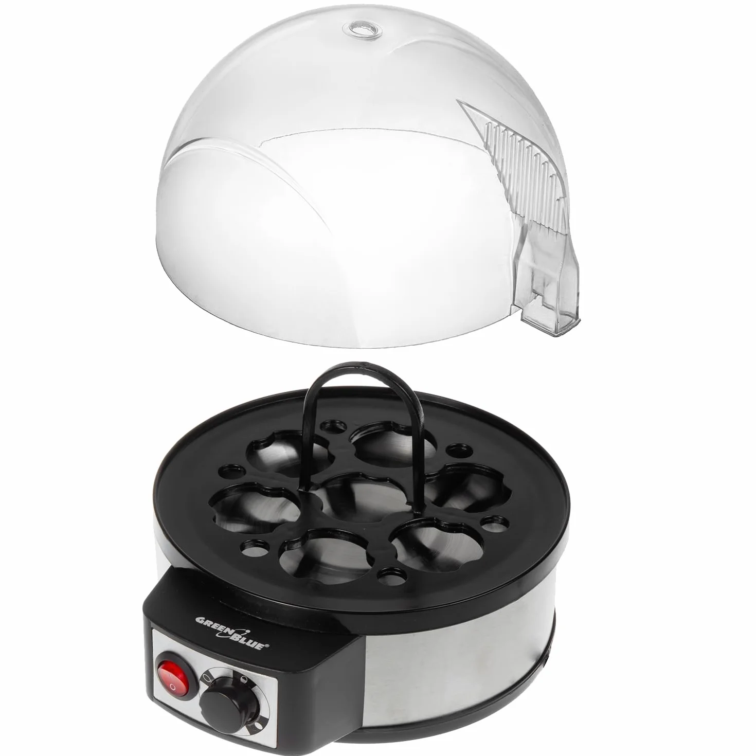 Green Blue GB573 Automatischer Eierkocher für 1-7 Eier mit Härteeinstellung | BPA-Frei | 3 Härtegrade Wählbar, 400W | inkl. Messbecher mit Eierstecher