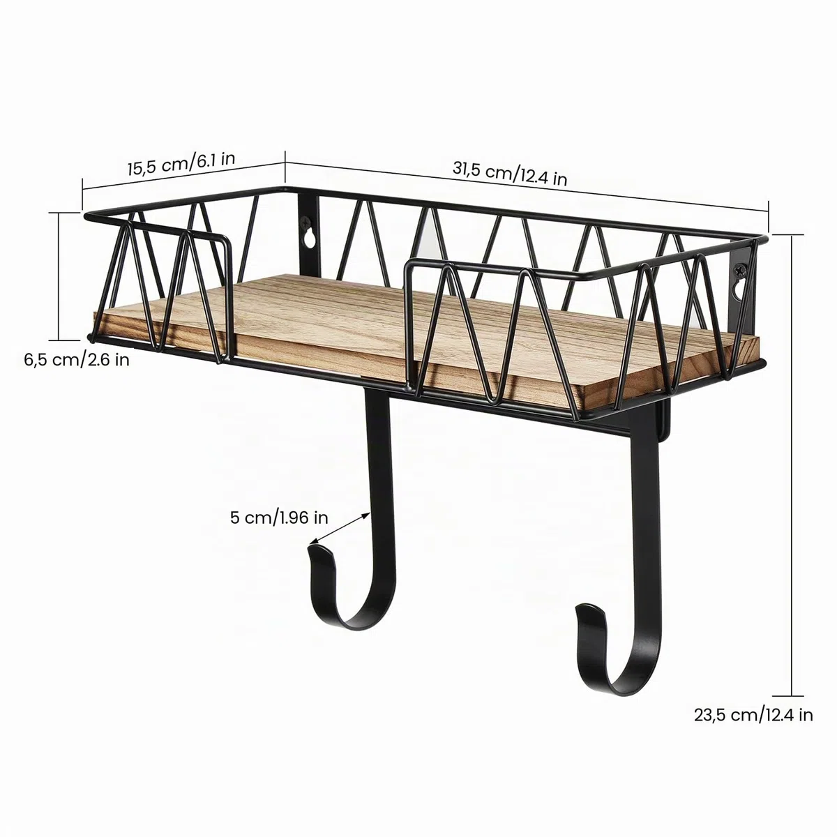 TJ.MOREE Bügelbretthalterung Wand | Bügelbrett Wandhalterung & Halter für Bügeleisen | Mit Holz-Korb & Haken zum Aufhängen von Bügelbrettern | Großzügiger Stauraum | Für T-/Y-Beine