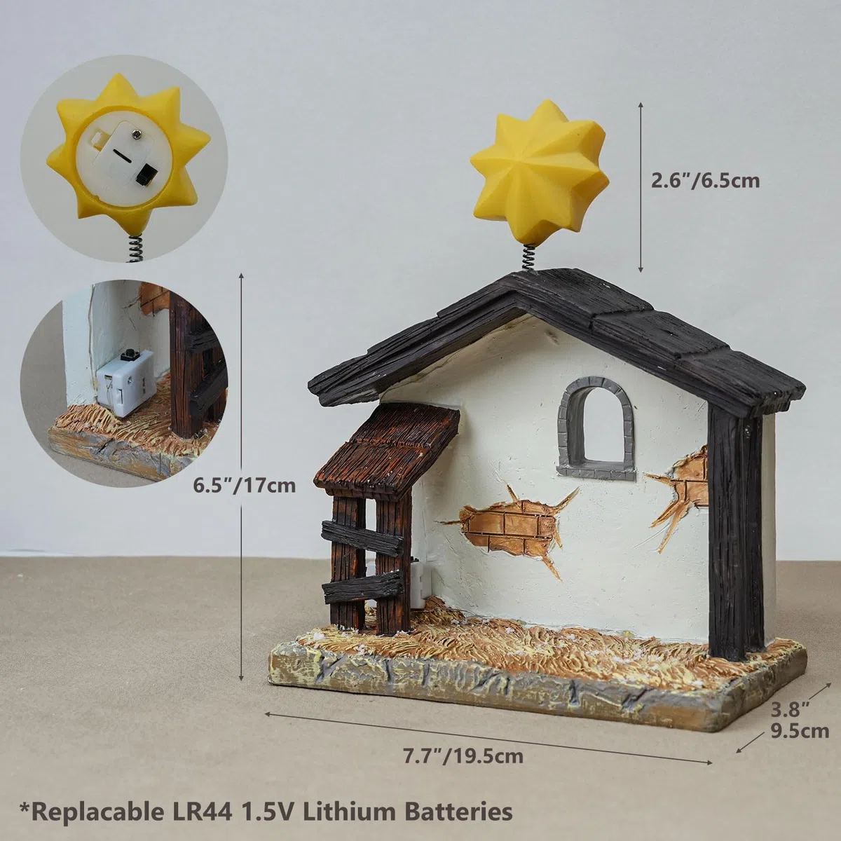 Krippenfiguren Set, Krippe Weihnachten, Nativity Scene, Krippenfiguren mit Beleuchtung, Weihnachtsdekoration Indoor (13er Set)