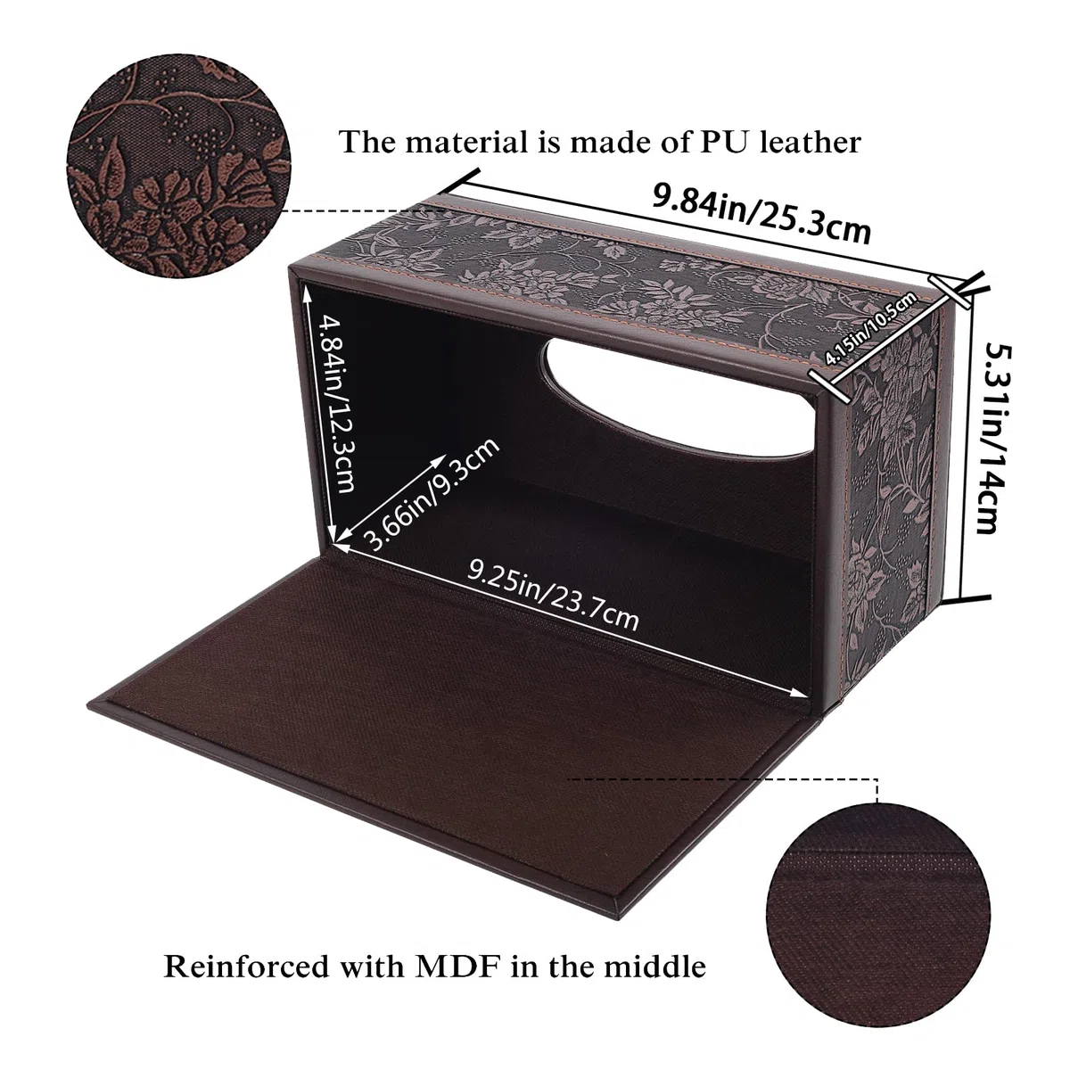 Leder Taschentücher Box Rechteckig Kosmetiktücher,Taschentuchspender Halter,Taschentücher Boxes Serviette Tissue Box Holder für Kommode Badezimmer Autos Büro Dekor,Vintage