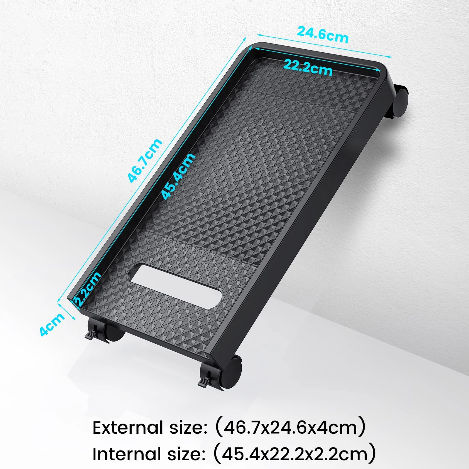 ORICO PC Ständer mit 4 Rollen (2 Lenkrollen + 2 Feststellrädern) – Universaler Computer CPU Tower Ständer unter dem Schreibtisch, Mobiler PC-Standfuß für Home-Office, 45,4 x 22,2 x 2,2 cm
