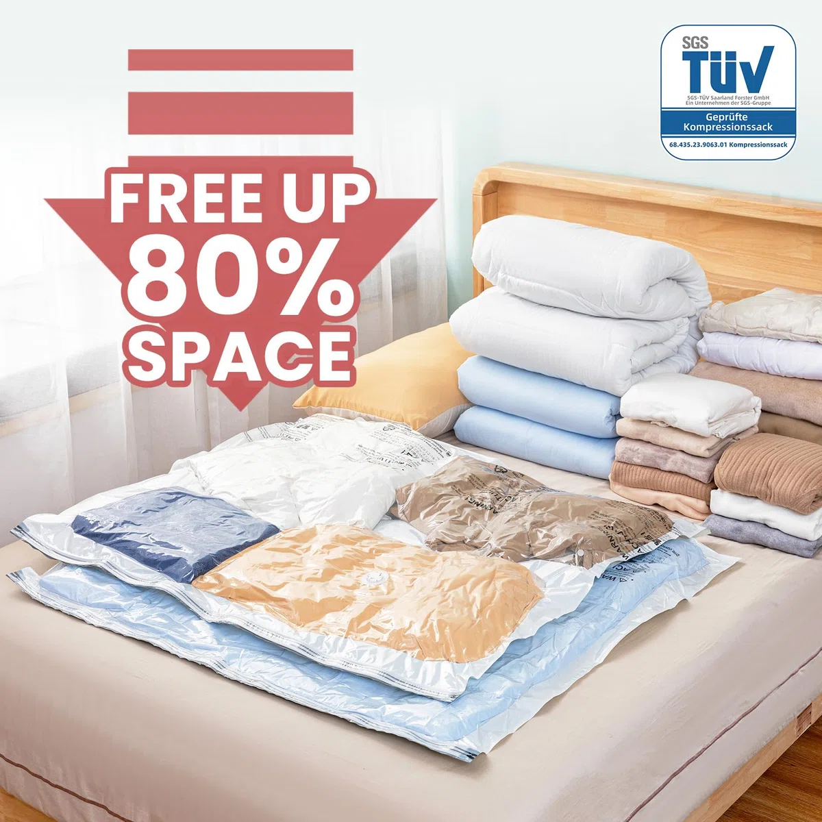 TAILI Vakuumbeutel für Bettdecken 4 Stück Super Groß 120 X 100 CM Vakuumierbeutel für Kleidung, Decke, Bettwäsche, Platz Sparen Aufbewahrungsbeutel für Reisen Und Tägliche Aufbewahrung