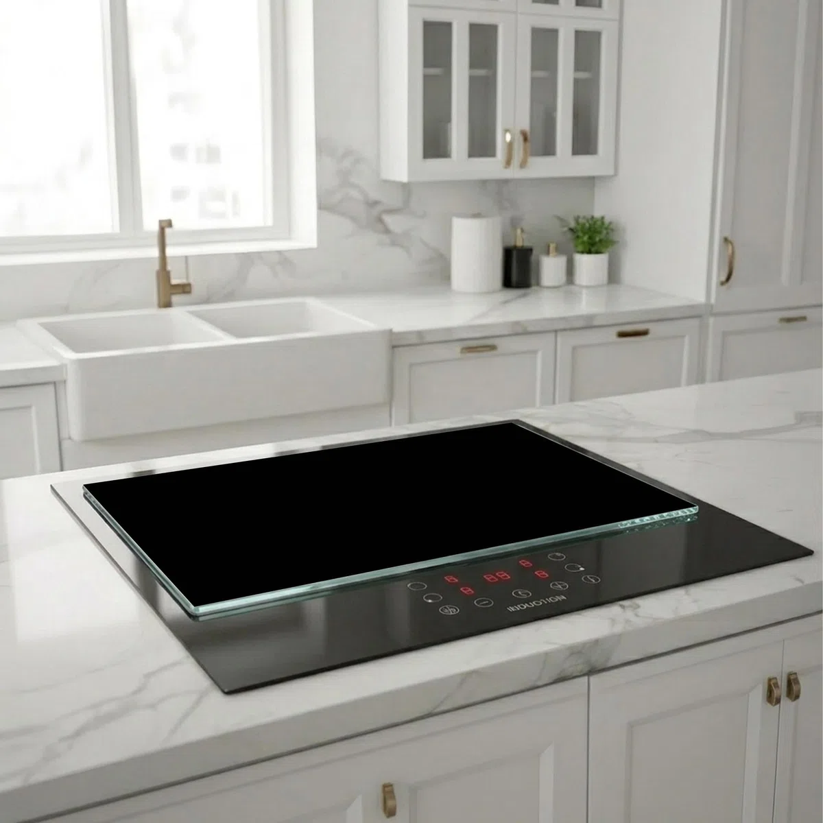 Herdabdeckung Glas Schwarz 1 Teilig 60x52 – Gehärtetes Glas Schneidebrett & Ceranfeld Abdeckplatte – Hochglanz & Blickdicht – Schutz für Induktion, Ceran