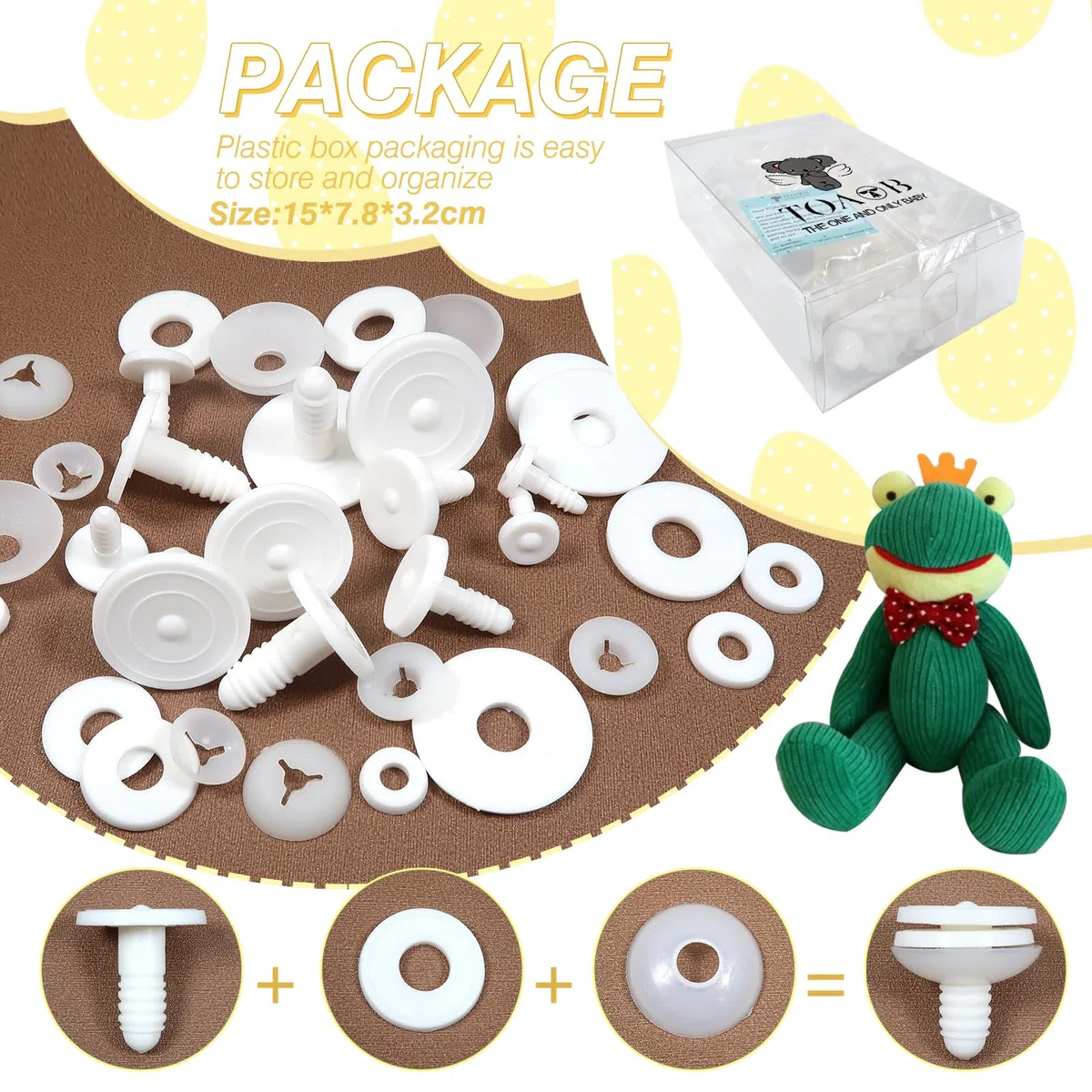 TOAOB 16 Sätze Puppen Gelenke Weiß Kunststoff Puppengelenke Tiergelenke 15mm bis 40mm Gelenkscheiben DIY Puppe Herstellung Zubehör für Marionette Häkeltiere Bastelbedarf