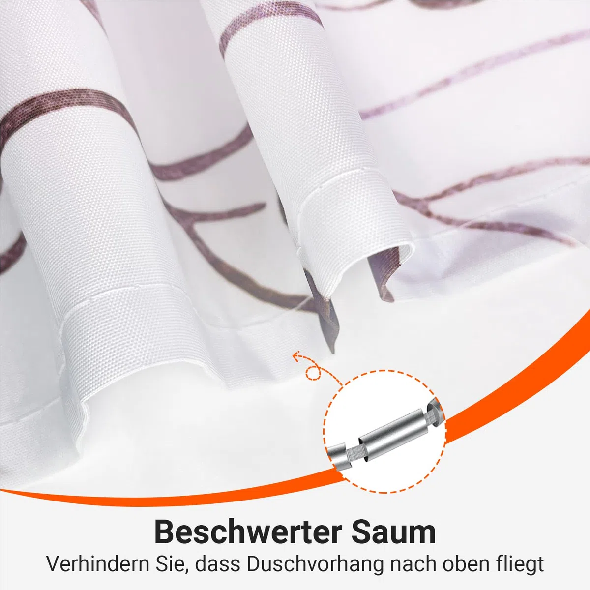 Lerores Duschvorhang 160x160 cm Braun Blume,Beschwerter Saum Antischimmel,Wasserabweisend, Waschbar Polyester Badevorhänge mit 12 Ösen und Duschvorhangringe für Badezimmer,Badewanne