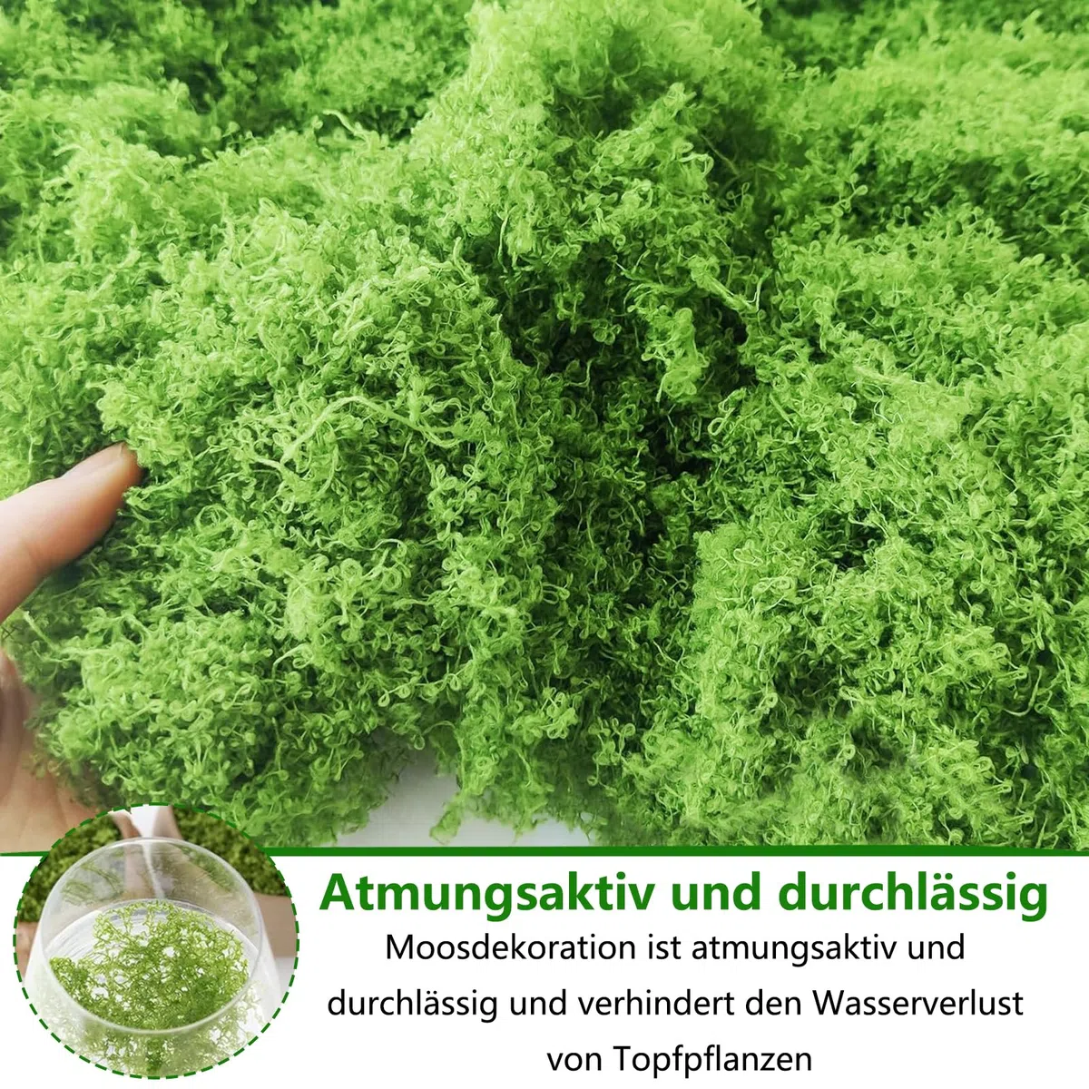 150 g Kunstmoos, Dekoratives Künstliches Moos, Hellgrünes Moos zum Basteln, Unechtes Dekoratives Moos, Moos Deko für Wandaquarienmodellierung, Moosbilder