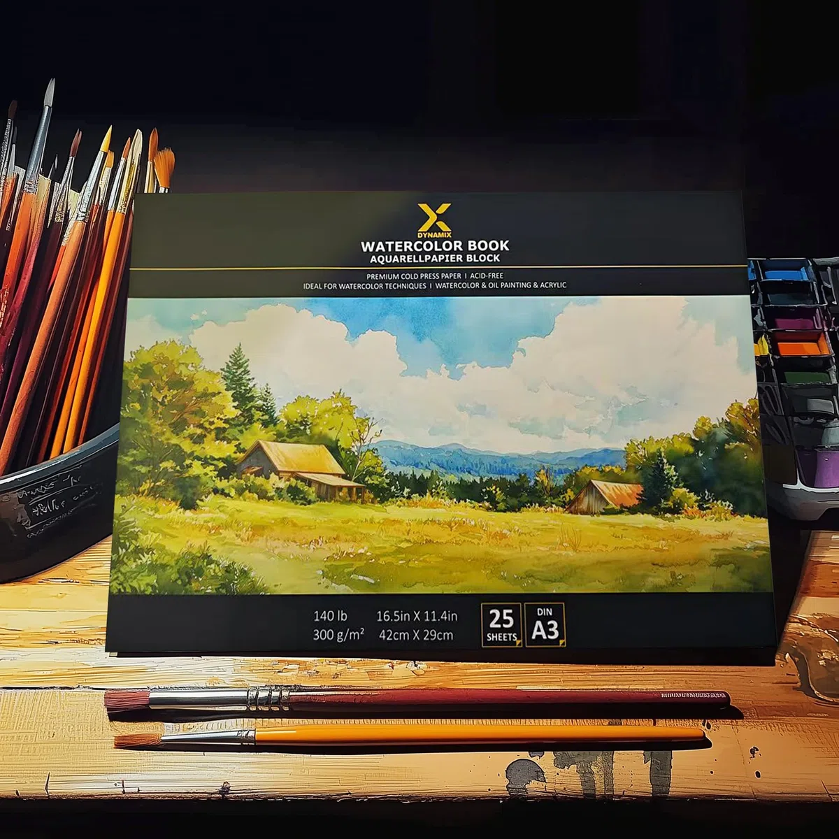 Premium Aquarellpapier Block 300g/m² I 25 Seiten I Künstlerqualität I säurefrei I kaltgepresst – Ideal für Aquarell, Skizzen & Mixed Media (A3)