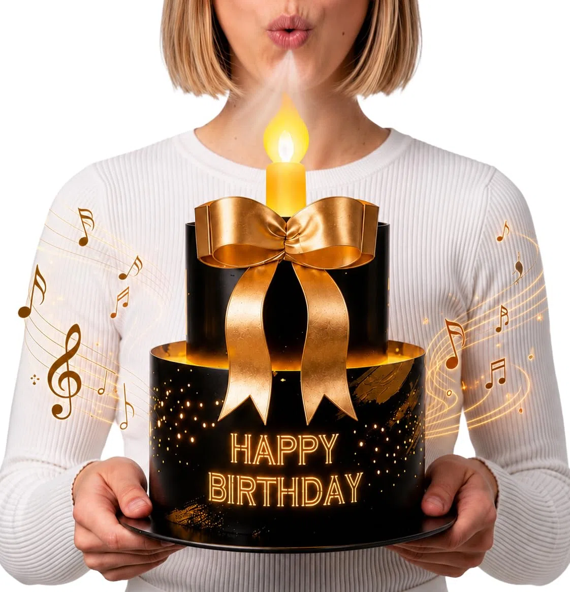 Joli Coon Geburtstagskarte mit Musik und Licht und ausblasbarer Kerze - Geburtstagsgeschenk für Männer - 3D Pop up Geburtstagskarte - Happy Birthday Karte mit Musik - 20 x 24 cm