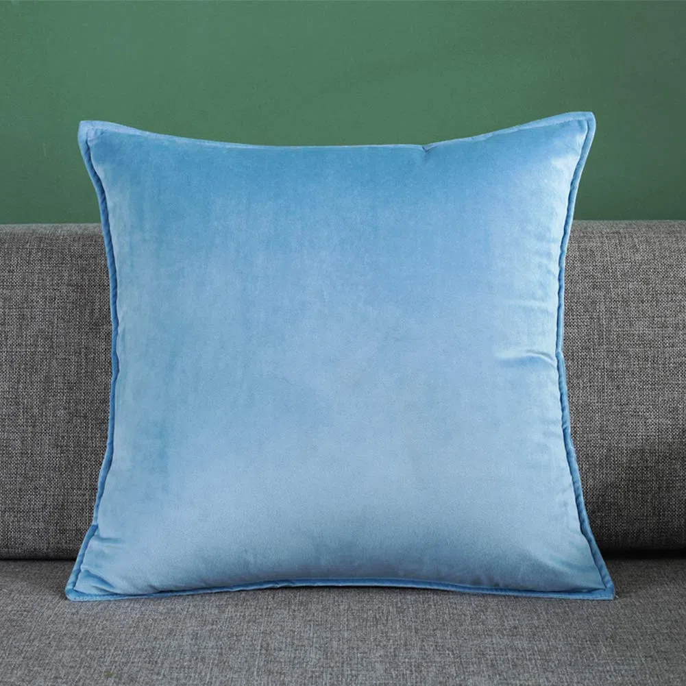 Matty-LZ 2er Set Samt Einfach Weicher Kissenbezug Hochwertige Qualität Set Dekorativ Sofa Schlafzimmer Auto Kissen Kissenhülle mit Verstecktem Reißverschluss Zweiteilig 50x50cm / 20"x20"inch Hellblau