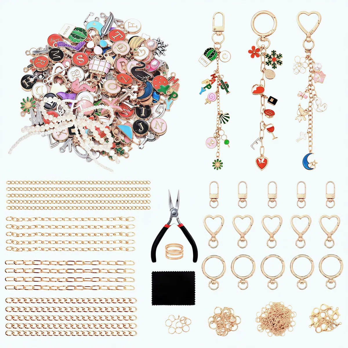 HOMIKLSA 316 Stück DIY Schlüsselanhänger Selber Machen, Schlüsselanhänger Bastelset, Schmuck Bastelzubehör, Klein Keychain Making Kit Metallringe zum Basteln, für Schmuck & Anhänger
