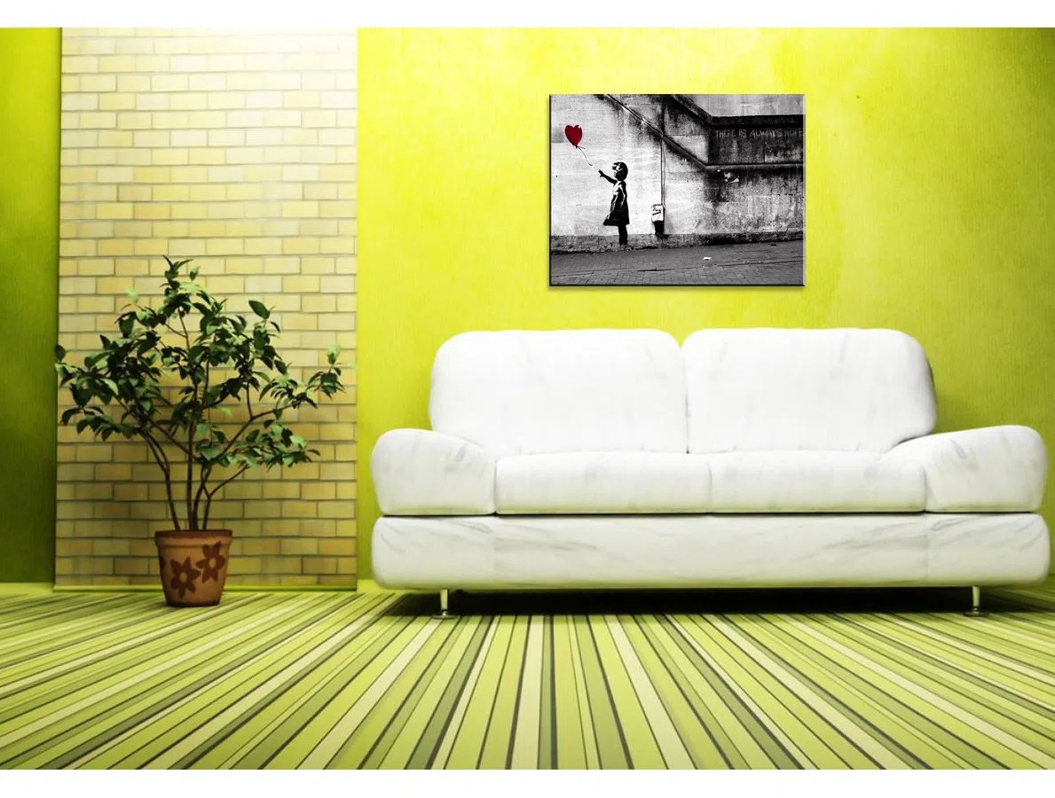 Piy Painting Banksy Druck auf Leinwand Mädchen mit rotem Ballon, Kunst Graffiti HD Bild Malerei Wandbilder Wasserdicht Fertig Zum Aufhängen Moderne Dekoration für Zimmer Geschenk 30x40cm