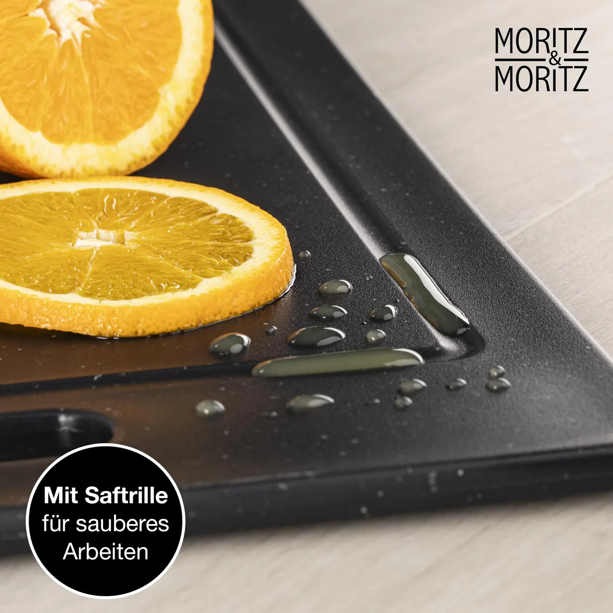 Moritz & Moritz 2x Schneidebretter Kunststoff - 36 x 27,5 cm - Schneidebretter BPA frei - Küchenbretter Granitoptik - Cutting Board mit Antirutschfüßen, Eingriffsöffnung - Schneidebrett mit Saftrille