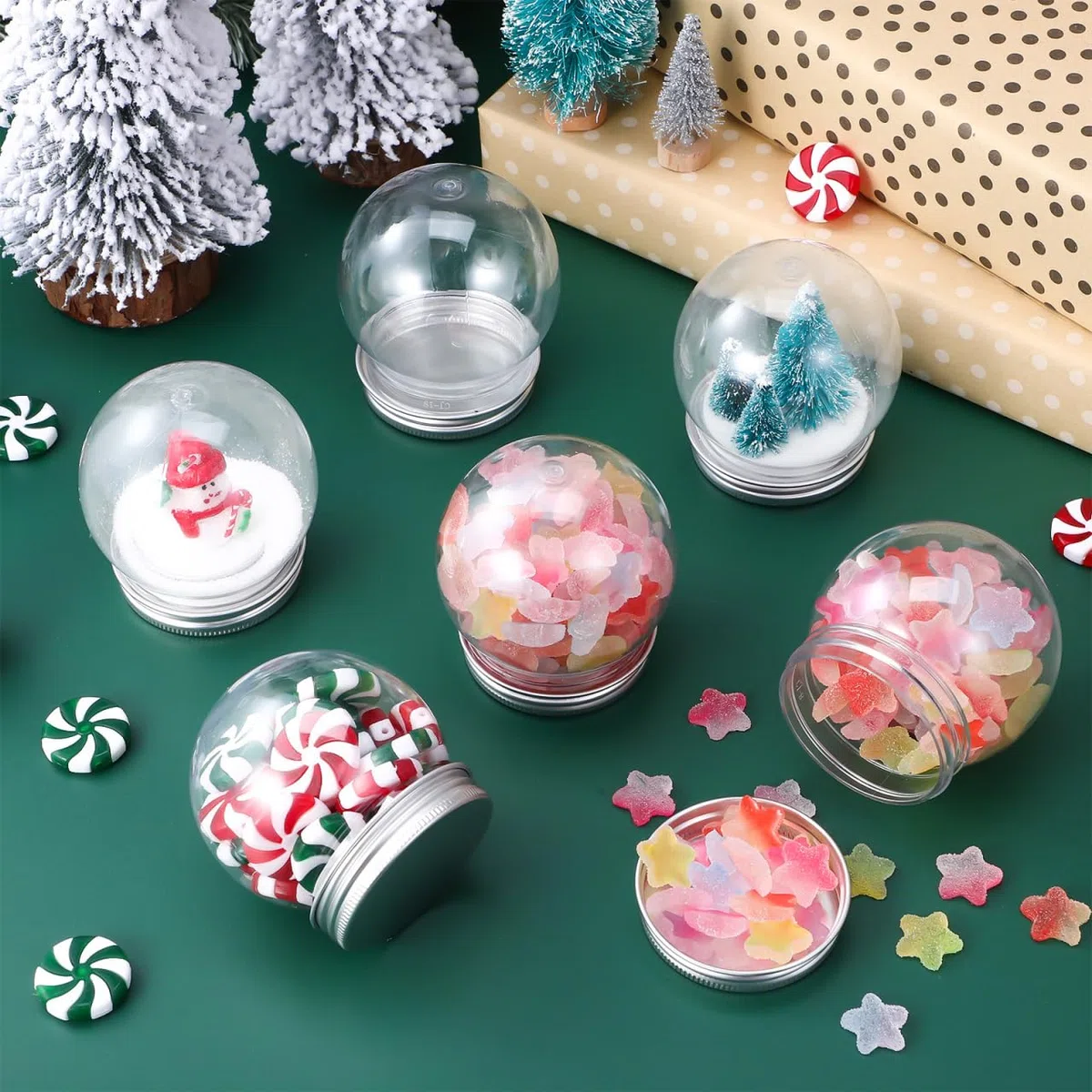 OUNONA 10stüCke Teiliges Leere Schneekugeln Kunststoff Wasserball Candy Flasche Mit Schraubverschluss Weihnachten DIY Bastelmaterial FüR Dekoration Geeignet FüR Verschiedene AnläSse