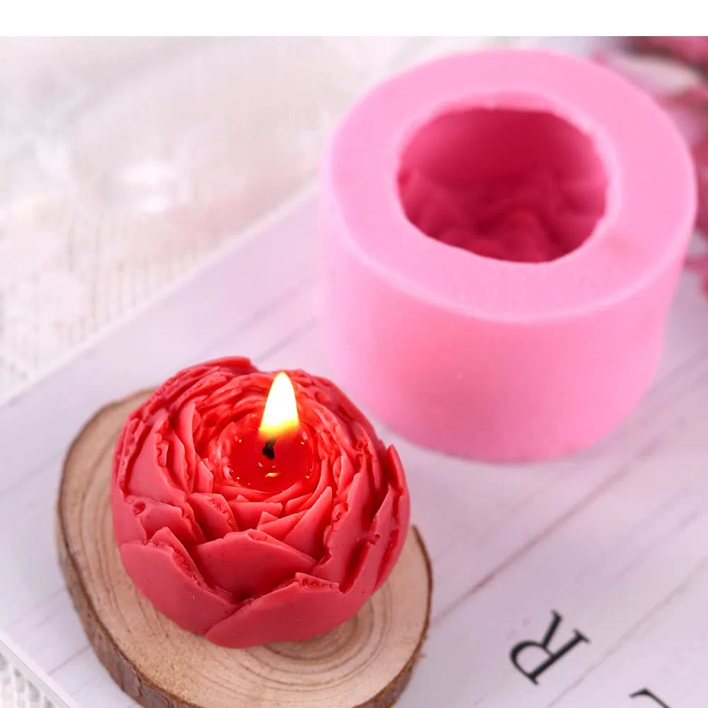 Silikon-Formen-Set, Blume, 3D-Rosenblüte, Fondant, Silikonformen für Seife, Kerzen, Kuchen, Blumenformen für Schokolade, Süßigkeiten, Gebäck, Dessert, 6 Stück, Rosa