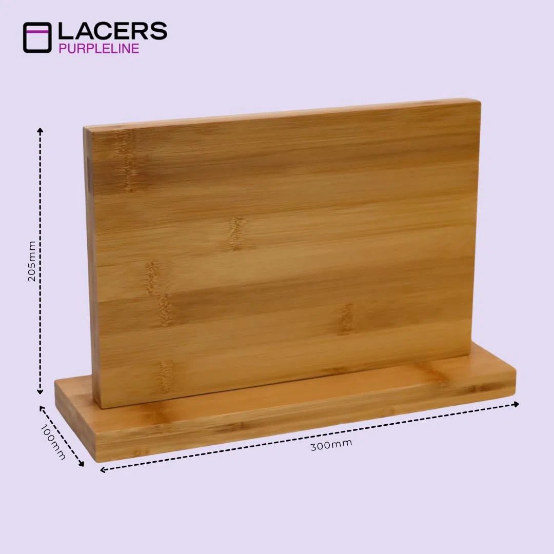 Lacers PurpleLine - Magnetischer Messerblock aus Bambus, 300x100x205mm, Antirutsch-Füße, platzsparender Messerhalter, robuste Magnetkraft, für alle Messerarten