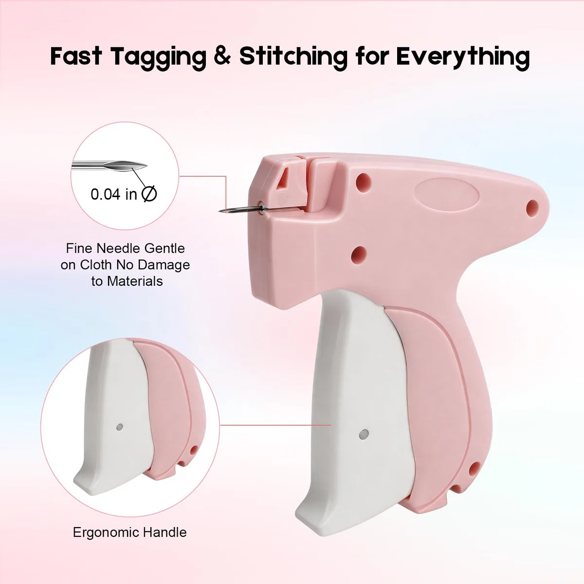 Stichsäumpistole 5 mm – Mini-Stickpistole & Handheld Nähpistole für schnelle & unsichtbare Reparaturen an Jeans, Wolle, Leinen, DIY & Party-Outfits, inkl. 5 Nadeln & 3000 Befestiger