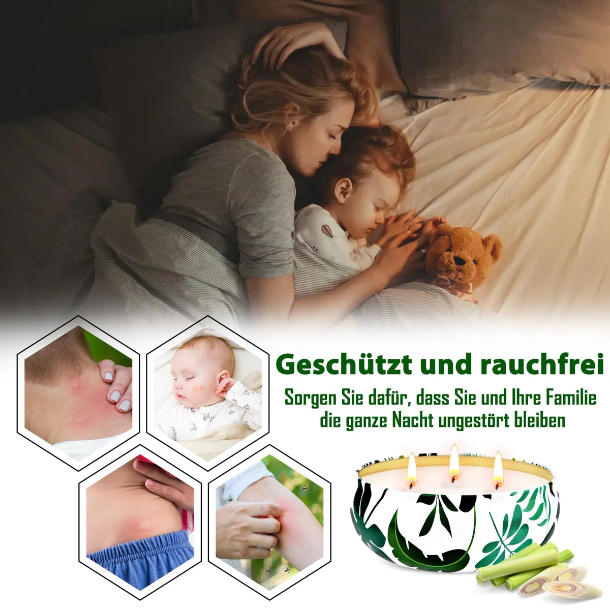 Citronella Kerze Outdoor Groß, 3 x 400ml Draußen Kerzen 3 Docht Natürliche Sojawachs Zitronella Candle Garten Citronella Duft Kerze Indoor Beste Geschenk für Camping Picknick Terrasse - 90h Brenndauer