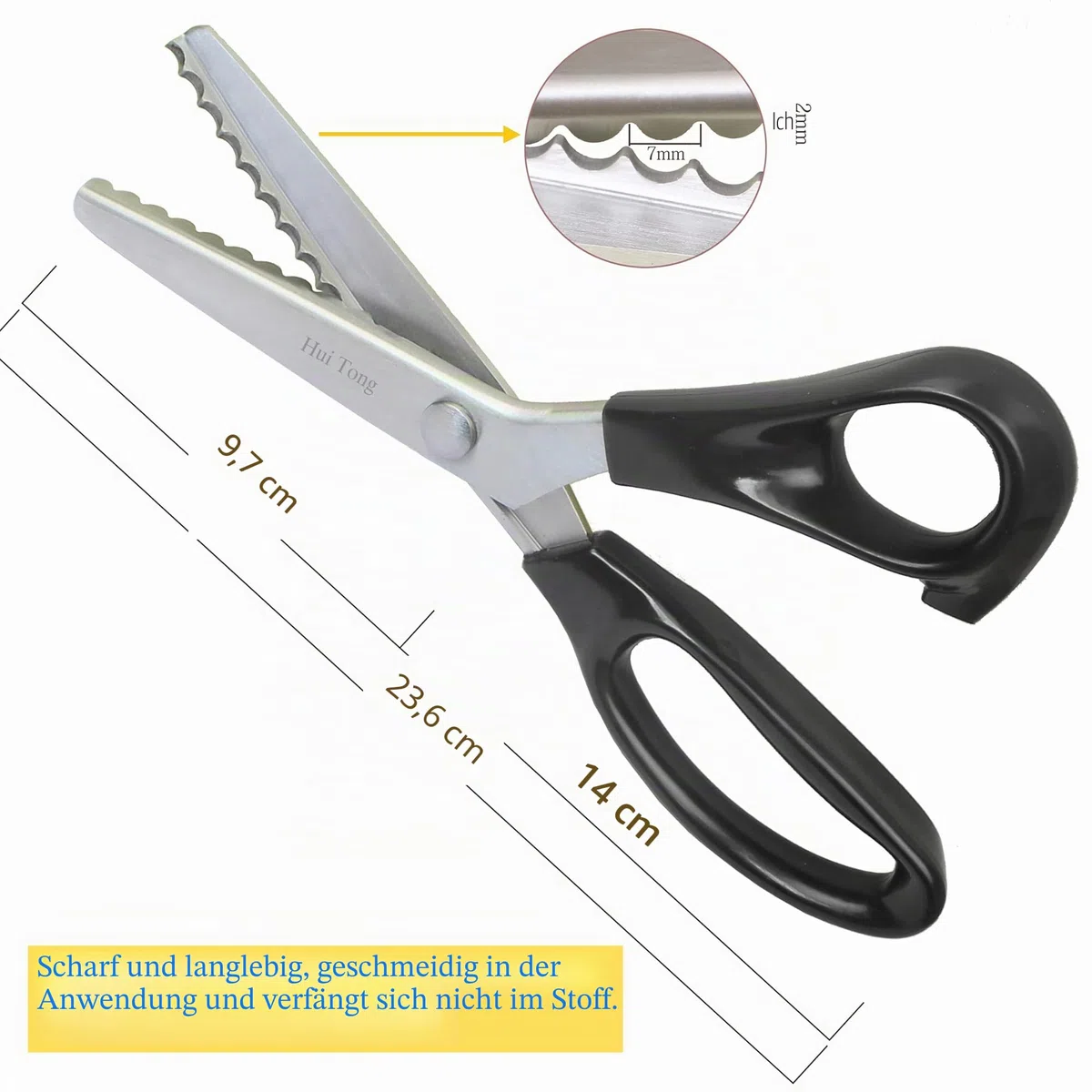 Hui Tong zackenschere stoff Robuste und Scharfe, Zickzackschere & Wellenschnitt Schere,3mm,5mm,7mm (Wellenschnitt 7mm)