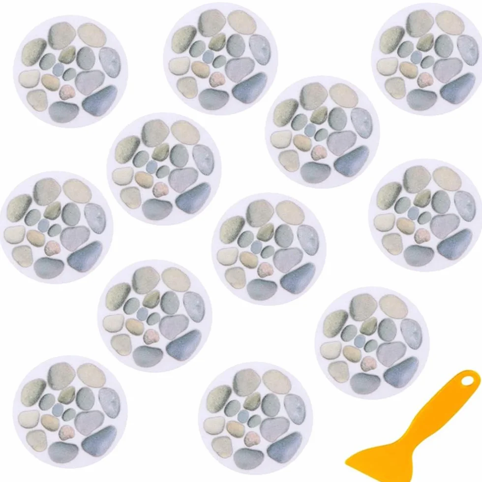 12 Stücke Badewannen Aufkleber Rund, Badewannen Aufkleber Selbstklebend, Bathtub Stickers, Premium Anti Rutsch Aufkleber, Selbstklebende Antirutsch Sticker with Scraper Tool für Dusche Rutschfeste