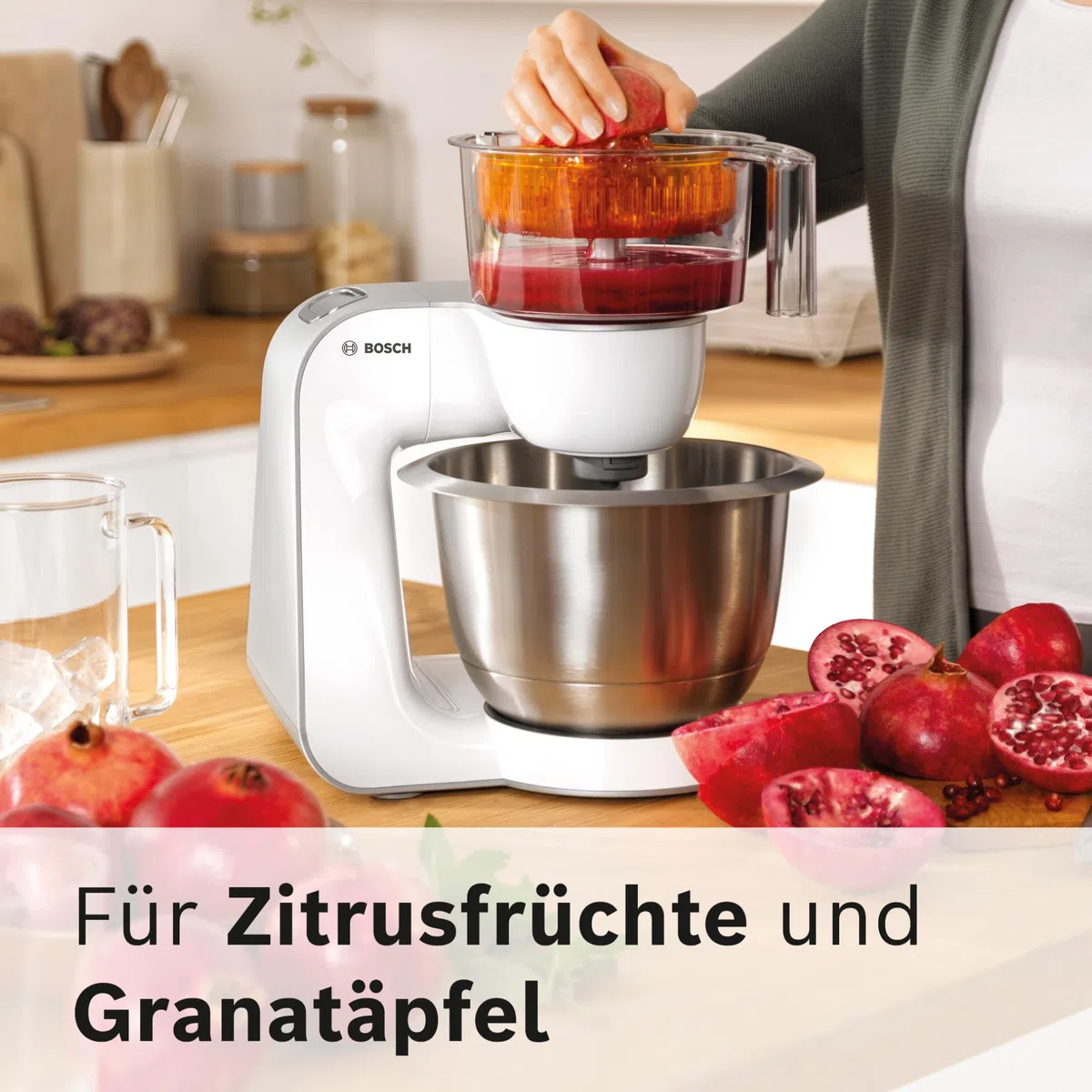 Bosch Zitruspresse MUZ5ZP1, Zubehör passend für Küchenmaschine Serie 4, Serie 2, für frische Säfte, Kunststoff, spülmaschinenfest, Saftpresse