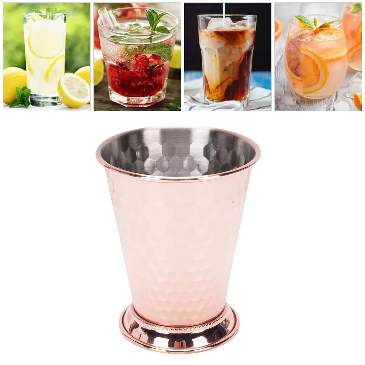 AYNEFY Julep-Becher aus Edelstahl, 400 Ml, Metall-Trinkbecher für Cocktails, Whisky, Bier, Pferderennen-Party, Bar, Zuhause, Restaurant, mit Glatten Kanten (Typ 1)