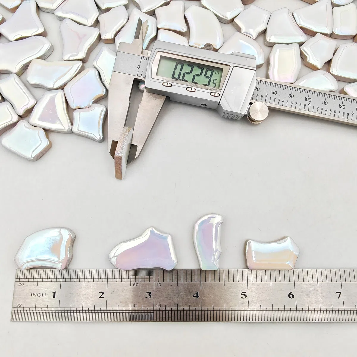 Unregelmäßige Keramik-Mosaikfliesen, 1,7 cm - 3,9 cm, 500 g/1,1 lb, Keramik-Mosaikfliesen zum Basteln, Keramik-Mosaikstücke für Heimdekoration oder Bastelarbeiten, Mosaik-Zubehör (schillerndes