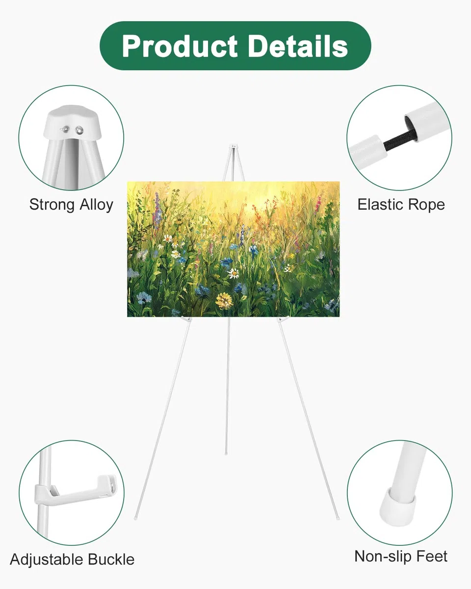 Künstler Staffelei Stand,Tragbar faltbar,160cm Verstellbares Stativ Tisch Kunst Leinwand Malerei Display,Staffelei Ständer für Hochzeitsschild,Poster, Malerei (weiß)