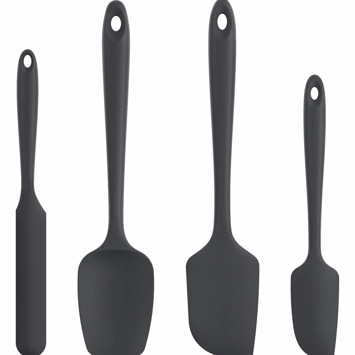 U-Taste Silikon Spatel & Teigschaber 4er Set, 315℃ Hitzebeständiger Antihaft-Gummispachtel Kuchenspatel, Nahtloses Einteiliges Design für Kochen Backen Mischen (Schwarz)