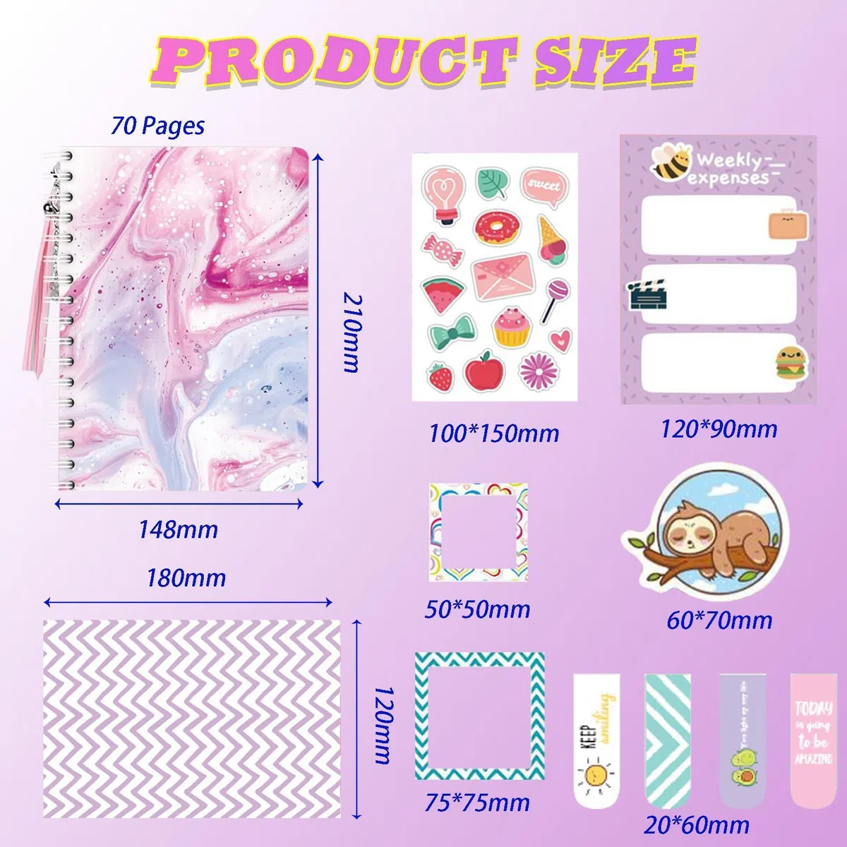 153 PCS Scrapbook Zubehör DIY Scrapbook Set Junk Journal Kit Sticker Scrapbooking Zubehör Sticker Aesthetic A5 Notizbuch Bastelset Tagebuch Weihnachten Kreative Geschenke für Teenager-Lila
