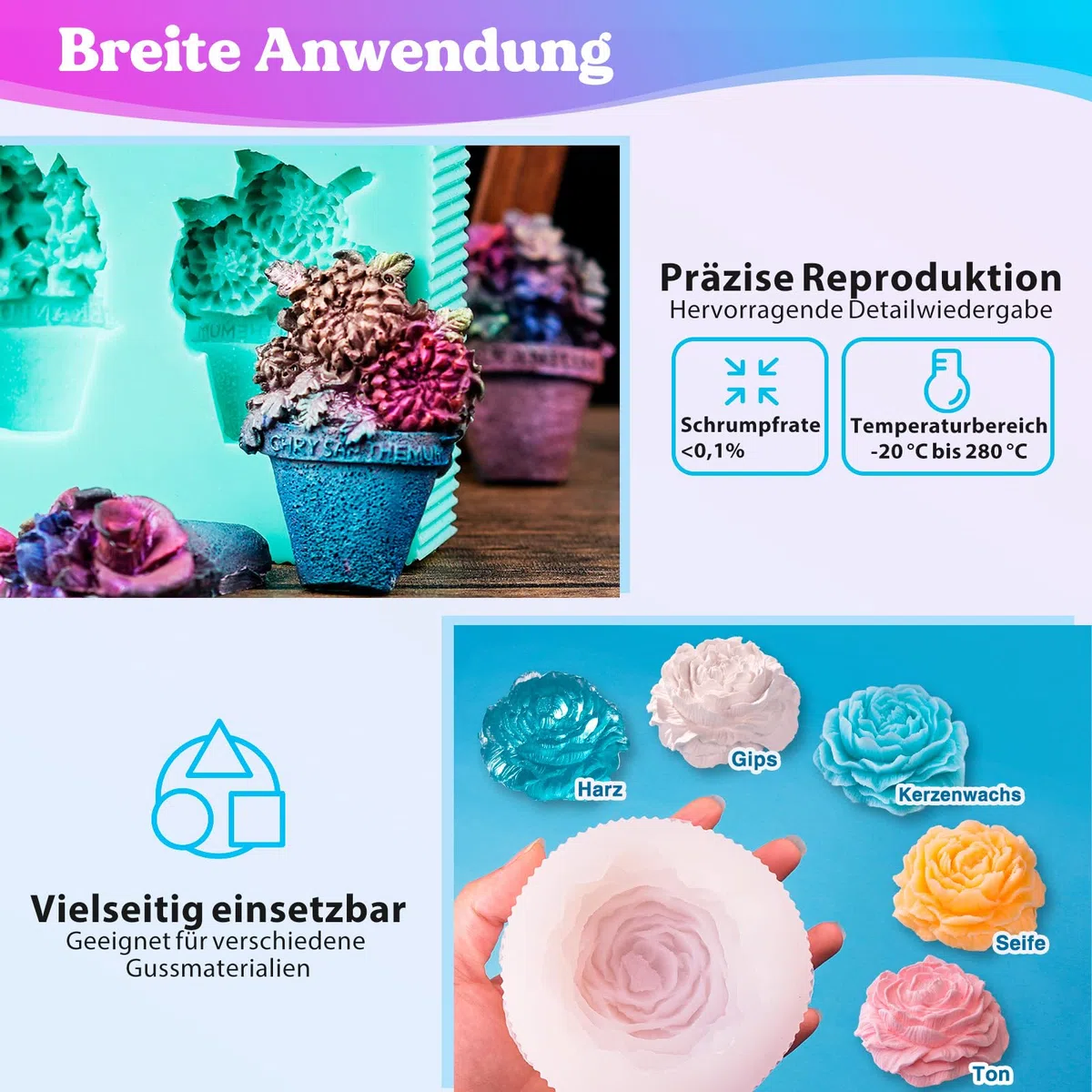 LET'S RESIN Flüssiges Silikon Kautschuk, 580g Lichtdurchlässiger Abformsilikon, 1: 1 Verhältnis Mischungsverhältnis Silikon für Silikonformen, Harzformen, Kerzenformen
