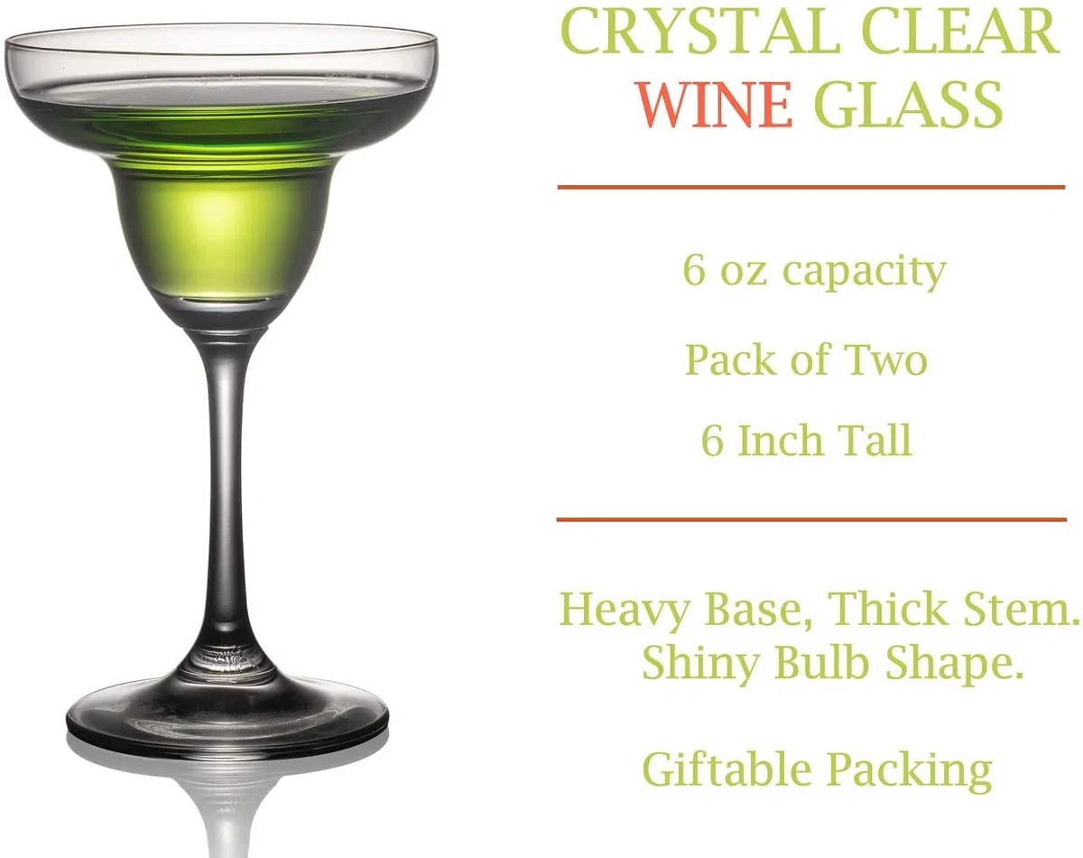 Margarita-Gläser, 2er-Set – Margarita-Cocktailgläser – klare Gläser zum Trinken von Martinis, Manhattans, Wodka, Gin und Cocktails (6 oz)