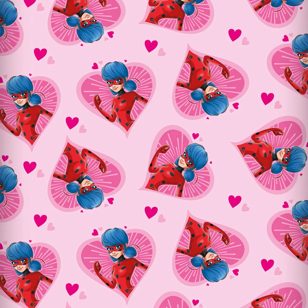 Miraculous Ladybug Spannbettlaken Herz Pink Rosa 90/100 cm x 190/200 cm 100% Baumwolle Marinette Adrien Cat Noir Paris Tikki Lady Bug Spannlaken Bettlaken Spannbetttuch Passend zur Bettwäsche