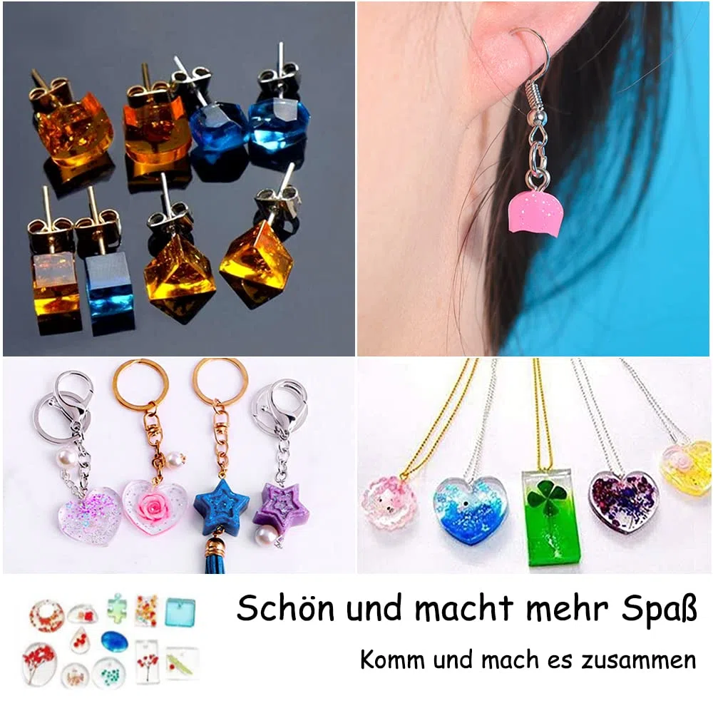 Tailcas Epoxidharz-Set Anfänger 200 ml, Epoxidharzformen, Silikonformen, Epoxidharz, Schmuckherstellungsset für Kunst, Handwerk, Schmuckherstellung, mit Messbecher und Strohhalm