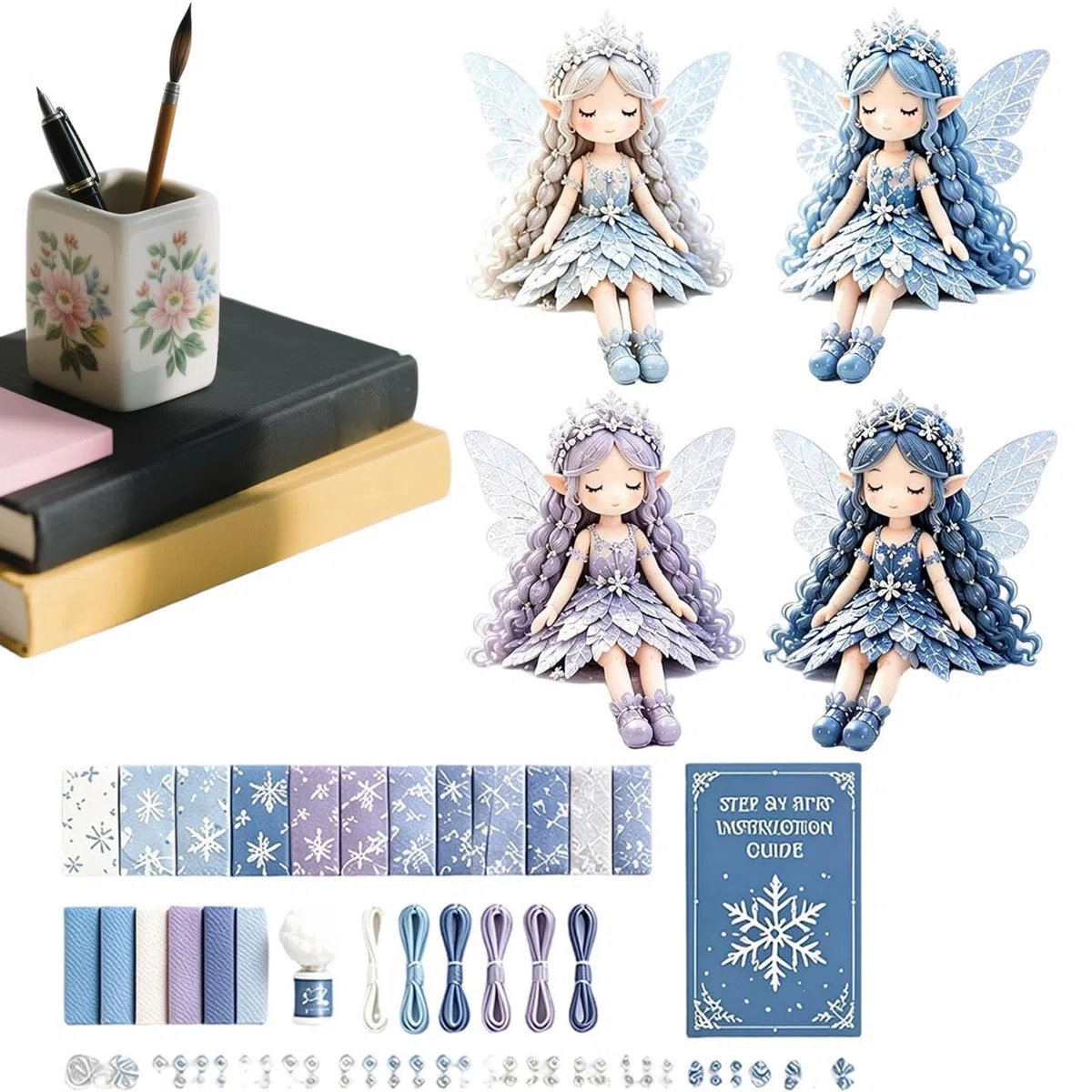 Fairies-patchworks-DIY-Sets, 4-teilig, Lustige Blumen-fairies-patchworks-Sets, Stoff-Komplettzubehör – DIY-Nähset Für Erwachsene Und Anfänger | Für Erwachsene, Familien, Kinder, Mädchen, Liebhaber