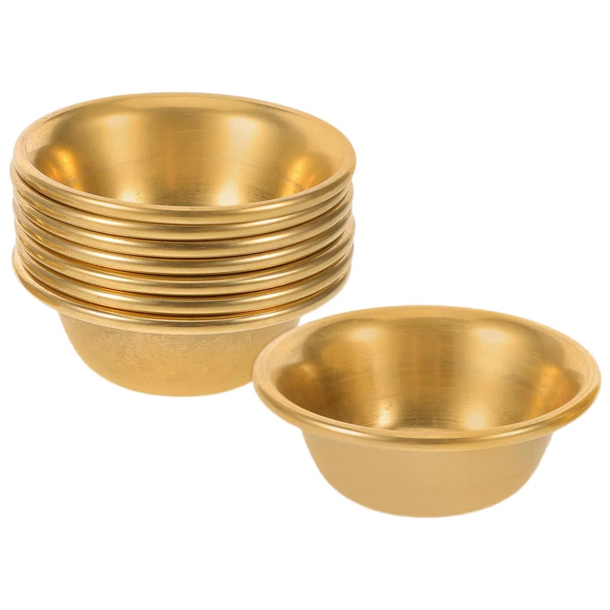8 Miniatur Wasserschalen Aus Kupfer Buddhistische Dekorationsschalen Weihwasserbecher Opferschalen Heilige Ritualschalen Kleine Messingschalen Golden