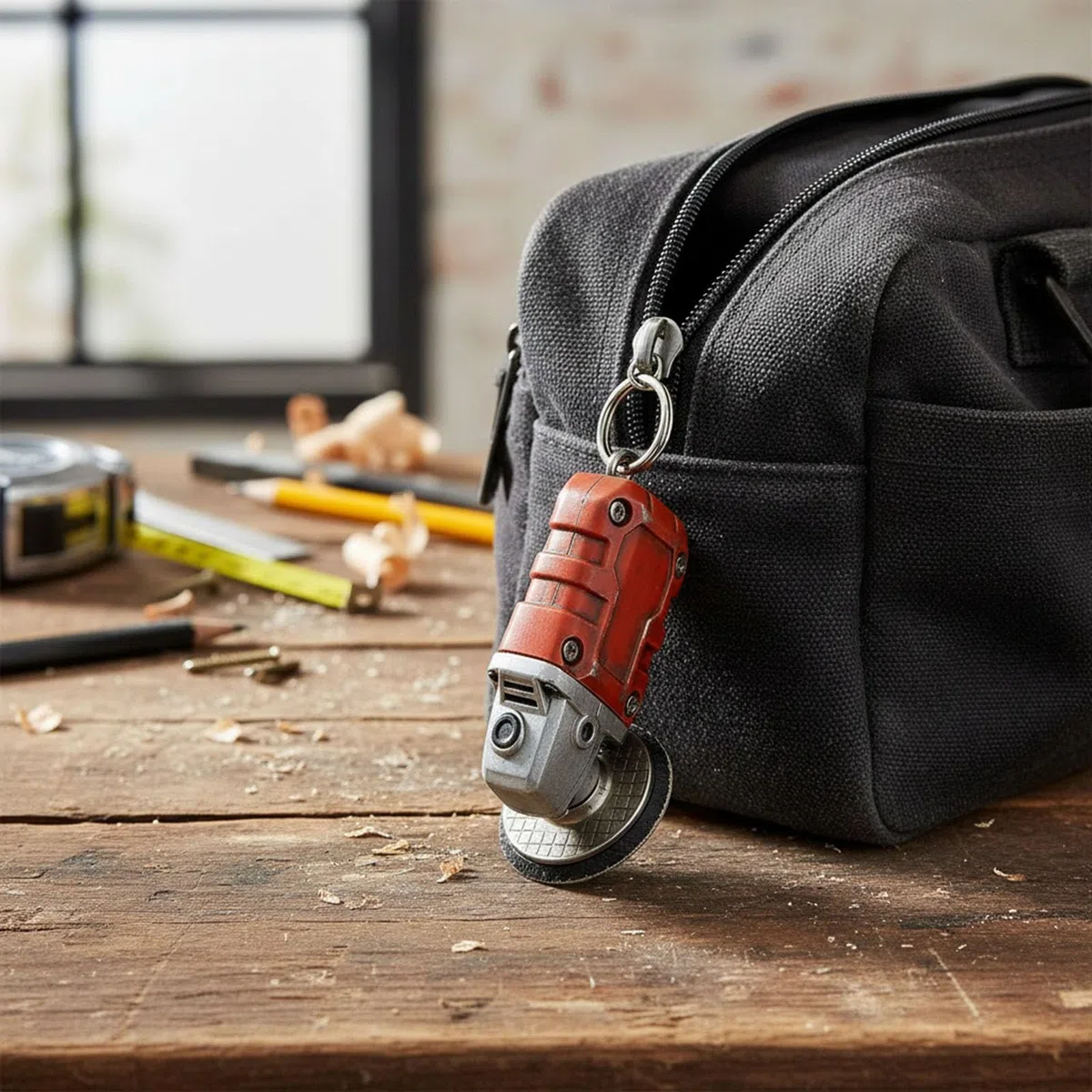 Mini-Multifunktions-Werkzeug-Schlüsselanhänger im Grinder-Design, kreative Grinder-Form Handtaschenanhänger, leichter 2-in-1 Schleifspielzeug-Schlüsselring, perfekt for Technikliebhaber-Orange*2
