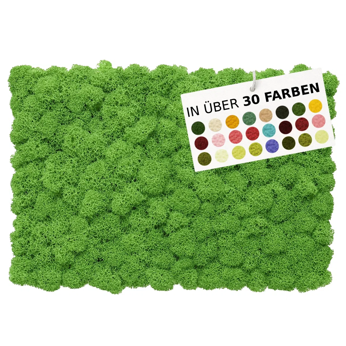 NaDeco Island-Moos 500g, echtes Moos in 30 Farben zur Wahl, fluffig & prall, Basteln Wand Deko Moss, für Moosbild Mooswand Moosplatten Kugelmoos Dekoration Ostern Weihnachten, Farbe:Grasgrün
