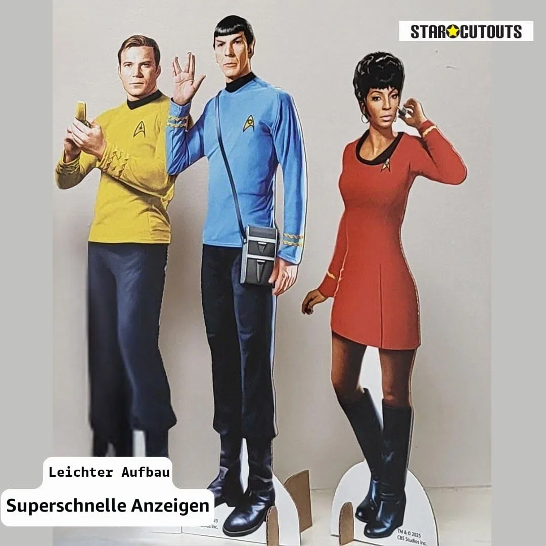 Star Cutouts SC4834 – Star Trek Original Serie Regal Top Pack Pappaufsteller 30 cm – Kirk, Uhura & Spock – Offizielle Star Trek Geschenke