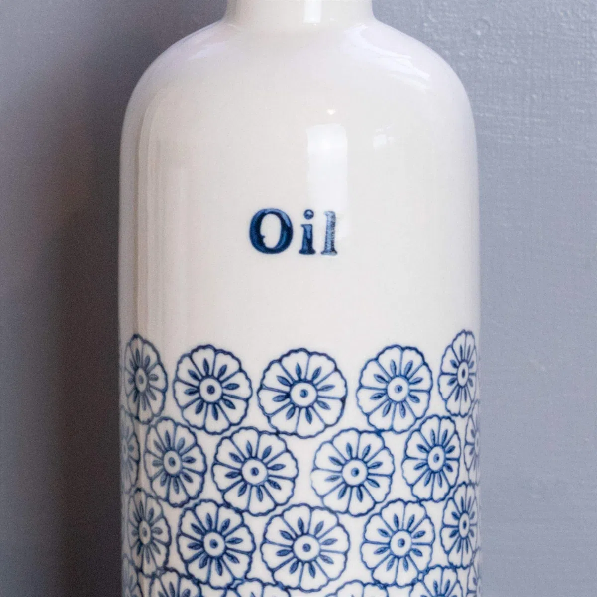 Nicola Spring Handgedruckte Olivenölgießflasche - 500ml - Marine