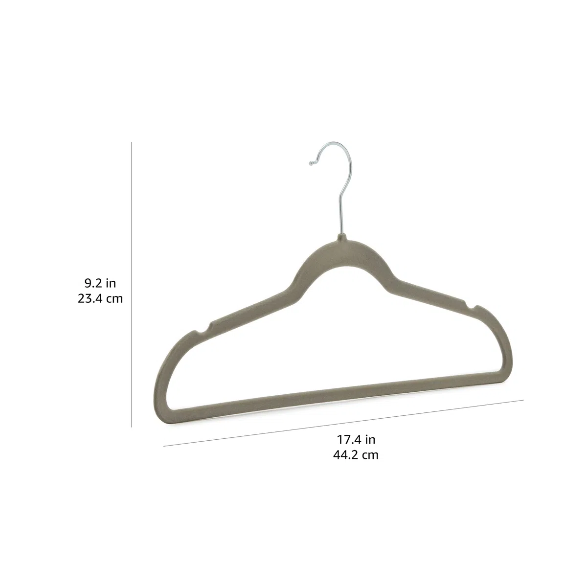 Amazon Basics Kleiderbügel aus Samt für Anzüge, grau, schmal, rutschfest, 50er-Pack