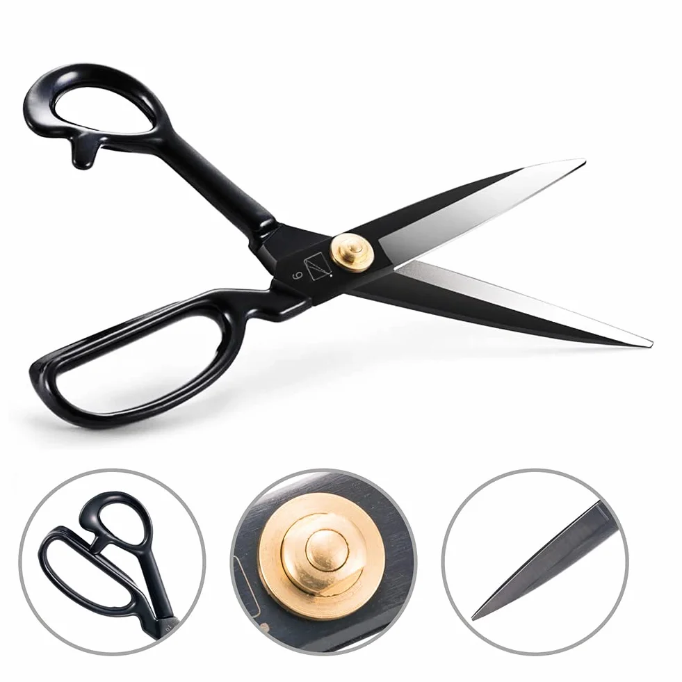 Schneiderschere 24 cm – Schneiderschere mit scharfen Klingen und weichem Griff zum Schneiden von Stoffen, Leder, Material, Kleidung, Änderung, Schneidern