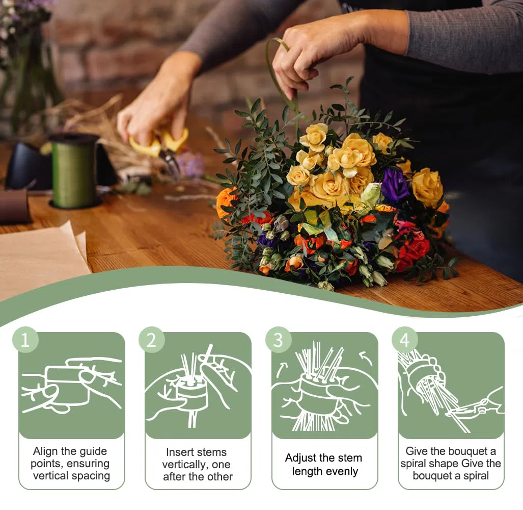 Ikebana-Spiral-Stielhalter, 2 Stück, spiralförmiger Blumenstielhalter, wiederverwendbar, Spiralstielhalter für Blumenvasen, DIY-Blumenstrauß, Twister, Blumenarrangement-Halter (S+L)