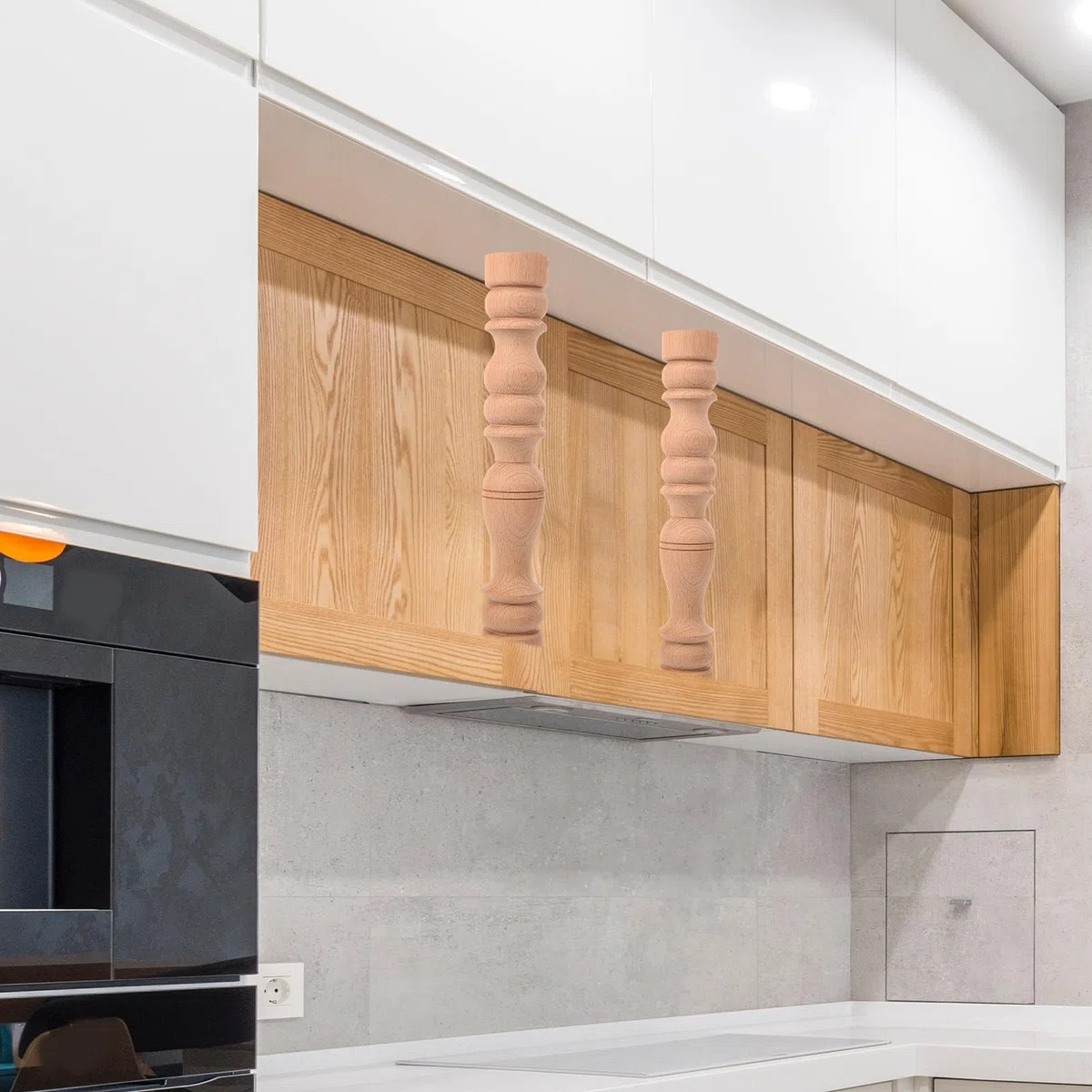 Beavorty Dekorative Holzsäule Deko mit Fein Gearbeiteter Holzschranksäule und Geschnitztem Pfosten Geeignet als Römische Säulenverstärkung für Schrank und Geländer