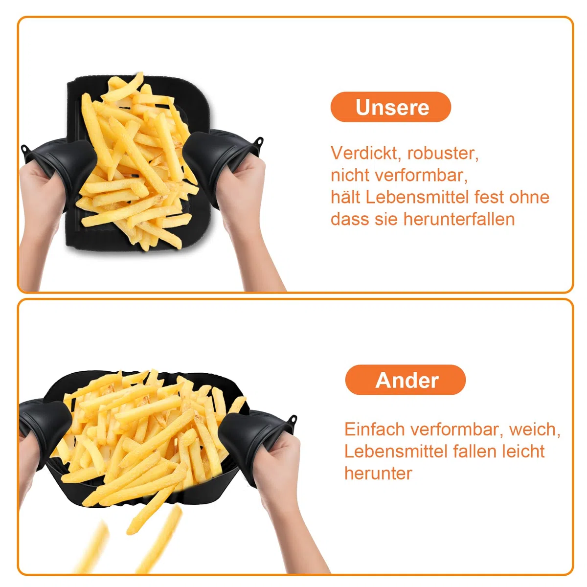 Heißluftfritteuse Zubehör für Ninja 10,4L AF500EU, Airfryer Silikonform für Ninja Foodi Flexdrawer 10.4l, Wiederverwendbar Heißluftfritteuse Silikon Einsätz für Ninja Air Fryer AF500EUCP