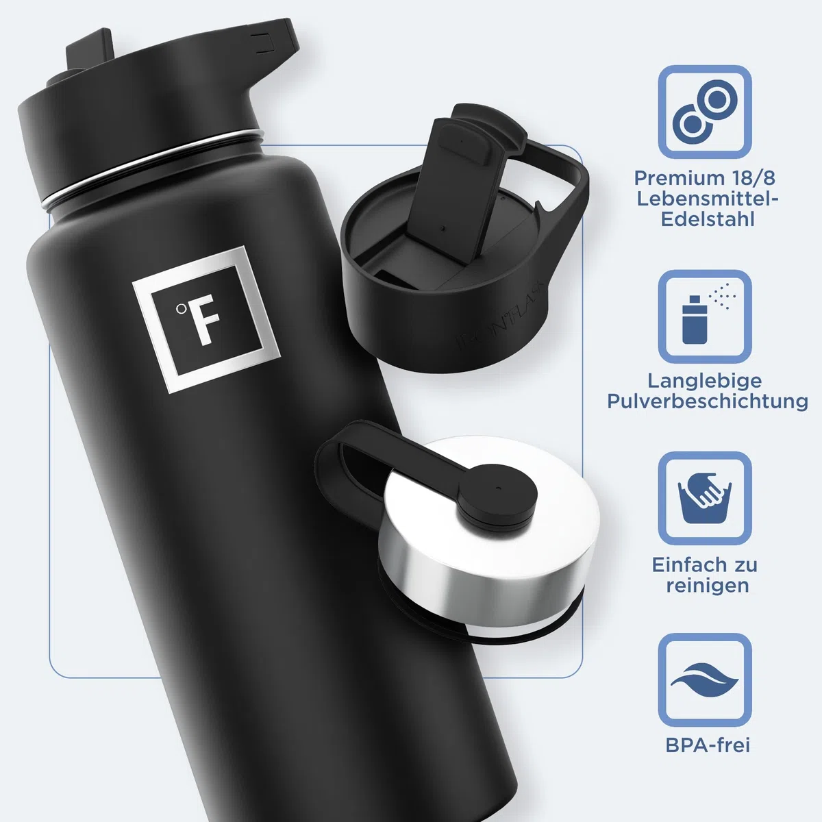 Edelstahl Trinkflasche mit Strohhalm - 650/950/1200/1800 ml - Kohlensäure Geeignet Auslaufsicher Doppelwandig Isoliert Thermosflasche BPA-Freie - Wasserflasche Sport Gym Fitness Reisen Kinder